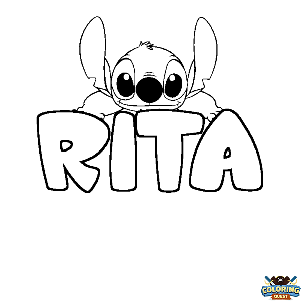 Coloring page first name RITA - Stitch background