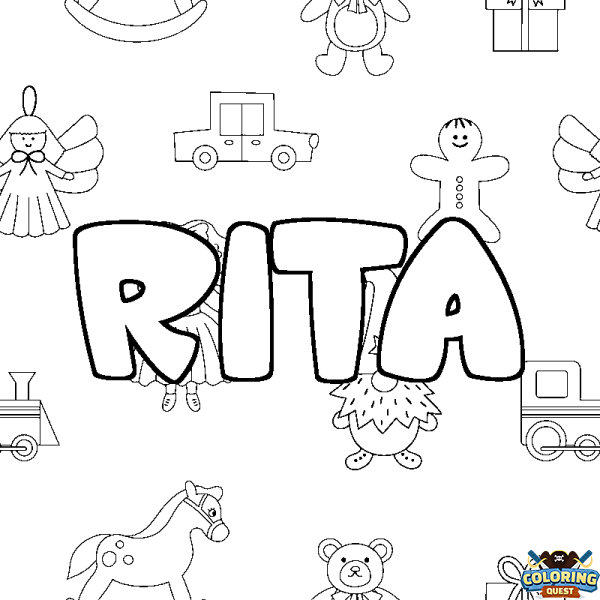 Coloring page first name RITA - Toys background