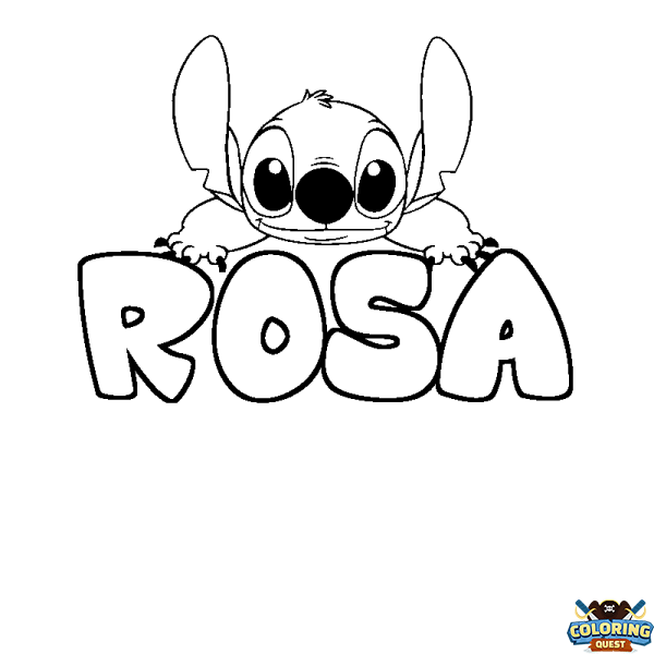 Coloring page first name ROSA - Stitch background