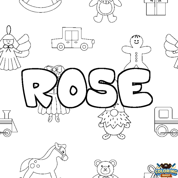 Coloring page first name ROSE - Toys background