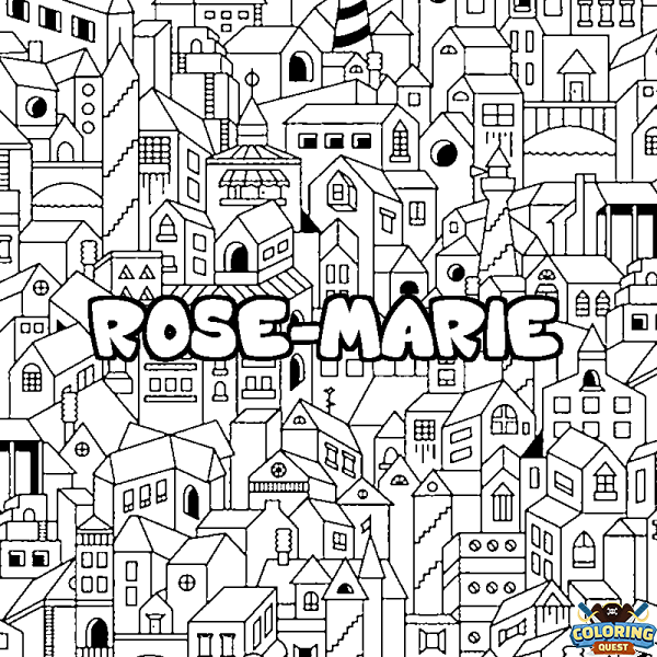 Coloring page first name ROSE-MARIE - City background