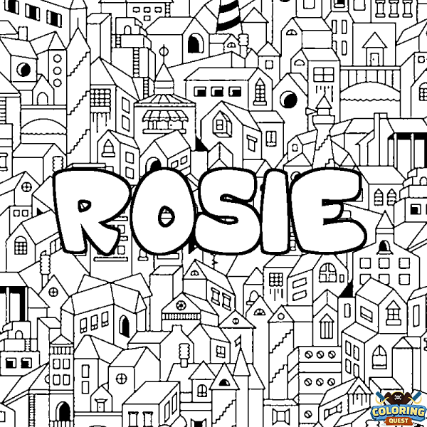 Coloring page first name ROSIE - City background
