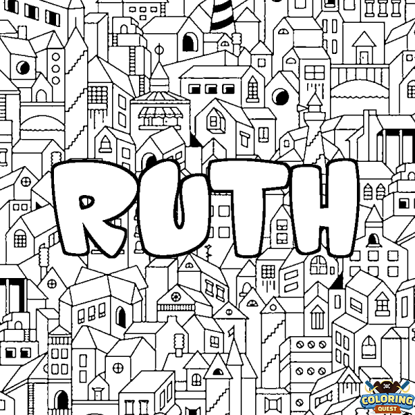 Coloring page first name RUTH - City background