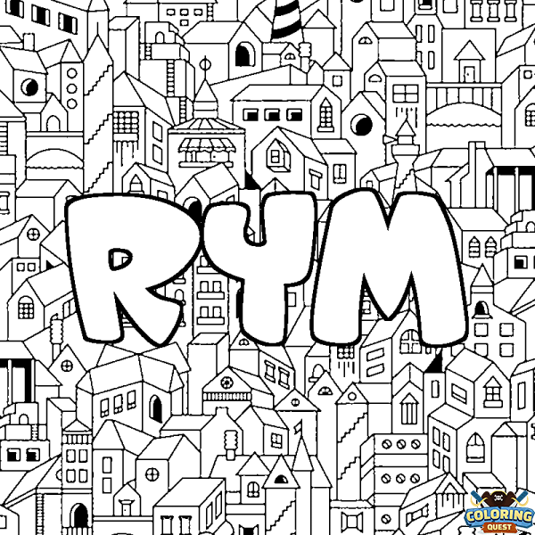 Coloring page first name RYM - City background