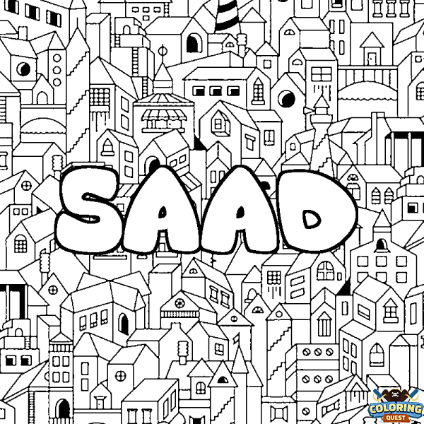 Coloring page first name SAAD - City background