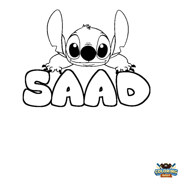 Coloring page first name SAAD - Stitch background