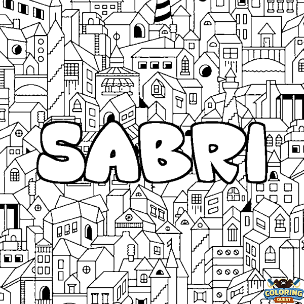 Coloring page first name SABRI - City background