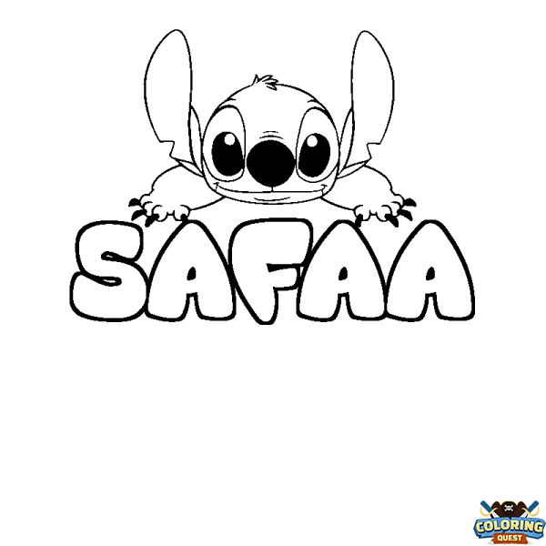 Coloring page first name SAFAA - Stitch background