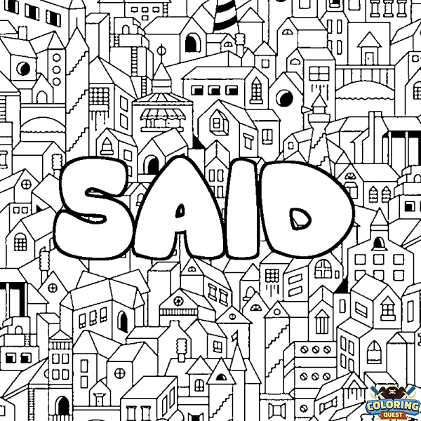 Coloring page first name SAID - City background