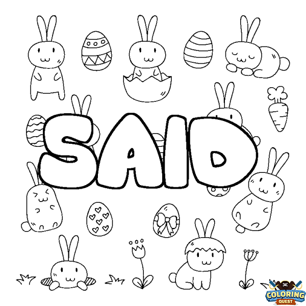 Coloring page first name SAID - Easter background