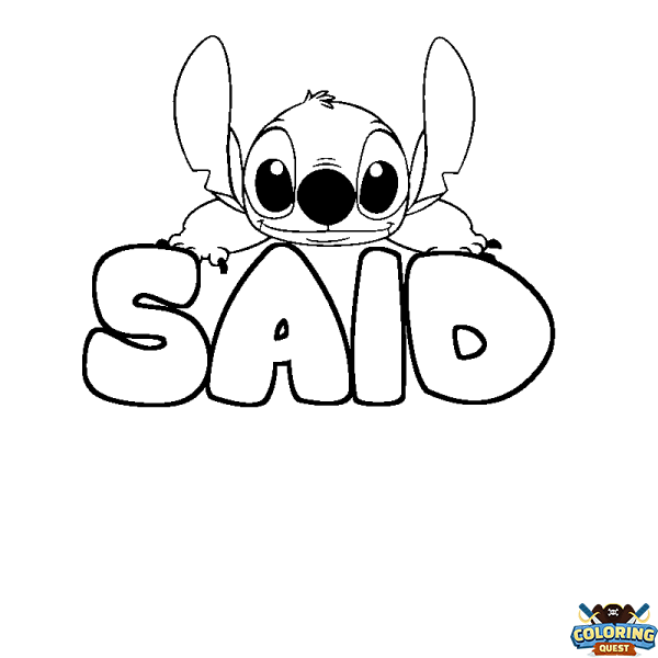 Coloring page first name SAID - Stitch background