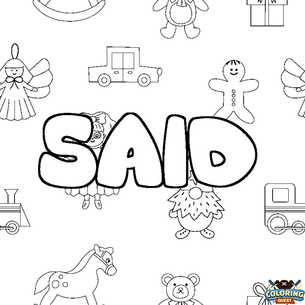 Coloring page first name SAID - Toys background