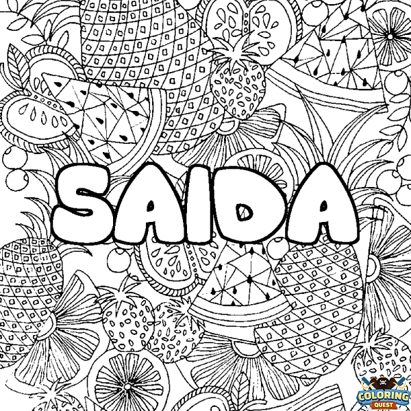 Coloring page first name SAIDA - Fruits mandala background