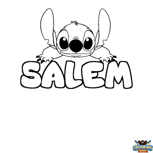 Coloring page first name SALEM - Stitch background