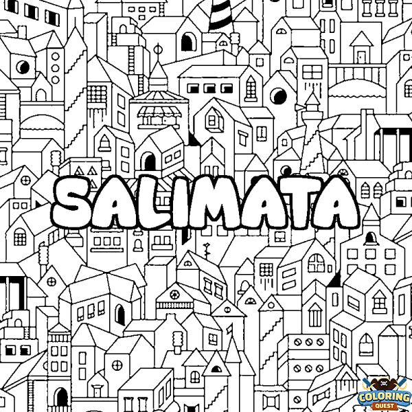 Coloring page first name SALIMATA - City background