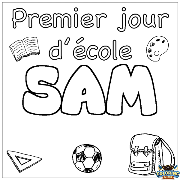 Coloring page first name SAM - School First day background