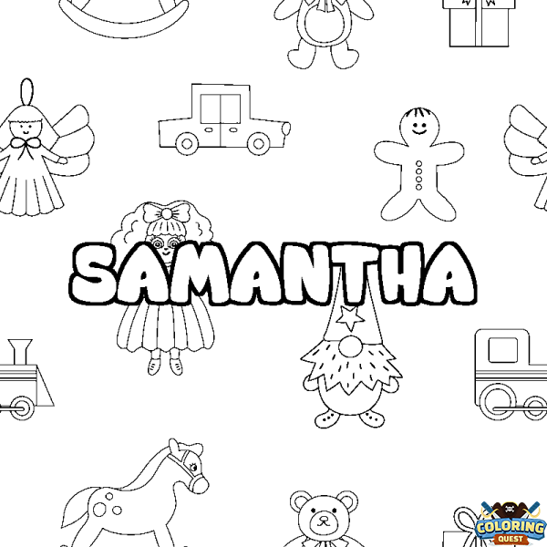 Coloring page first name SAMANTHA - Toys background