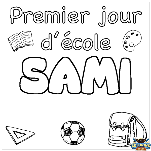 Coloring page first name SAMI - School First day background