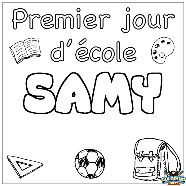 Coloring page first name SAMY - School First day background