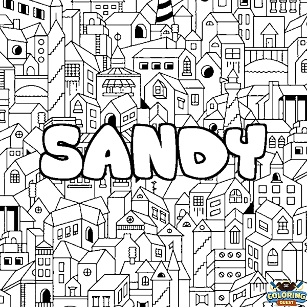 Coloring page first name SANDY - City background