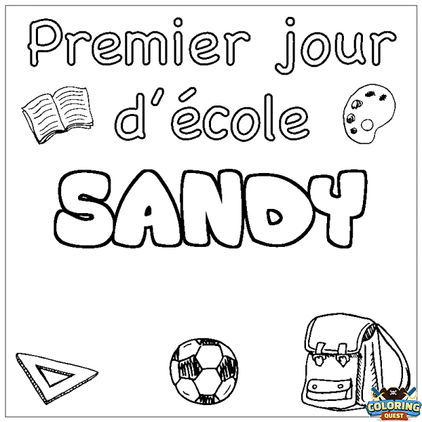 Coloring page first name SANDY - School First day background