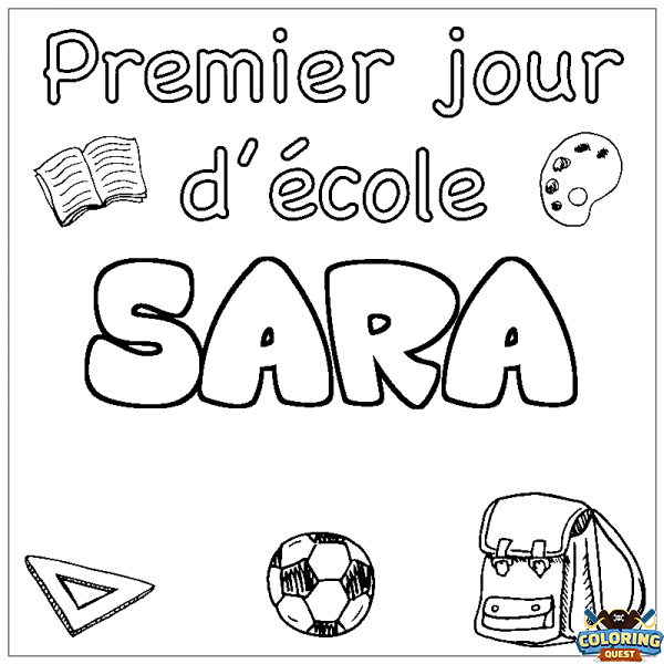 Coloring page first name SARA - School First day background