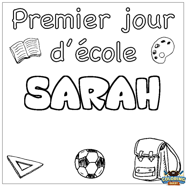 Coloring page first name SARAH - School First day background