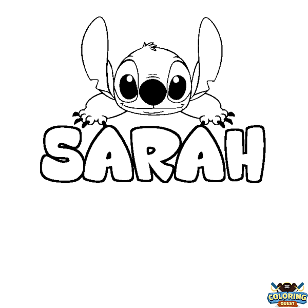 Coloring page first name SARAH - Stitch background