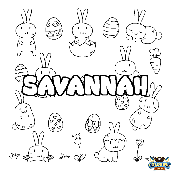 Coloring page first name SAVANNAH - Easter background