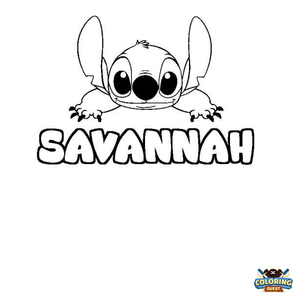 Coloring page first name SAVANNAH - Stitch background