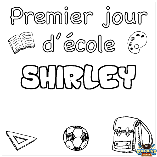 Coloring page first name SHIRLEY - School First day background