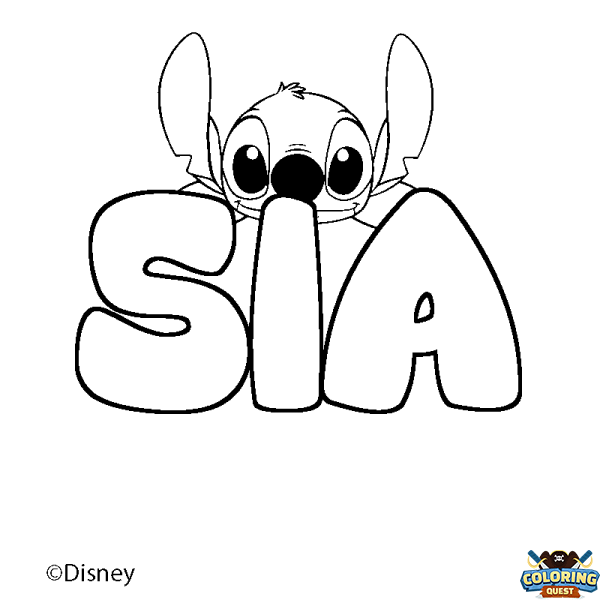 Coloring page first name SIA - Stitch background