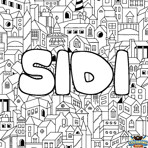 Coloring page first name SIDI - City background
