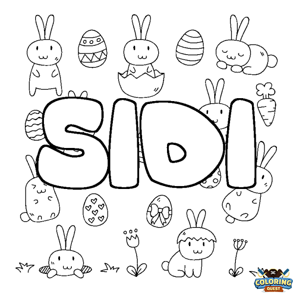 Coloring page first name SIDI - Easter background