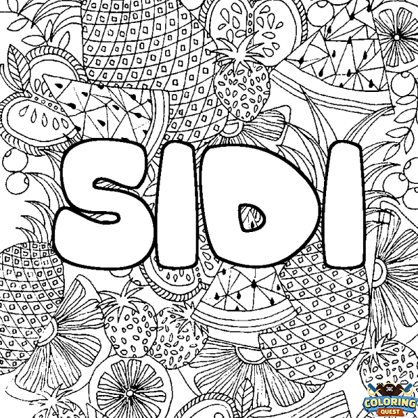 Coloring page first name SIDI - Fruits mandala background