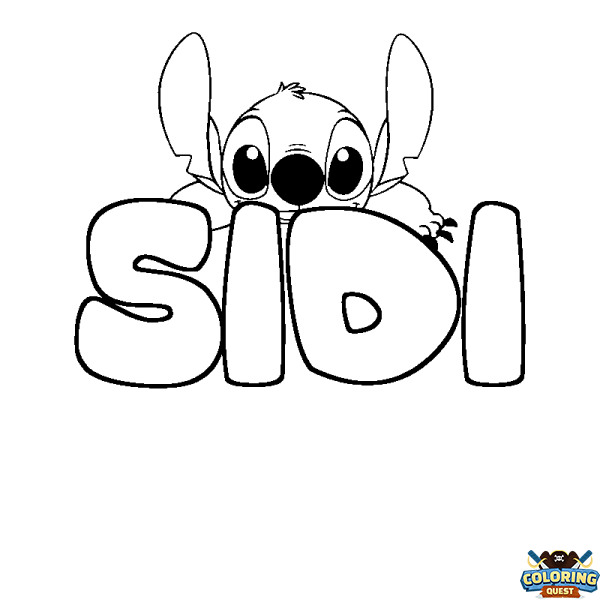 Coloring page first name SIDI - Stitch background