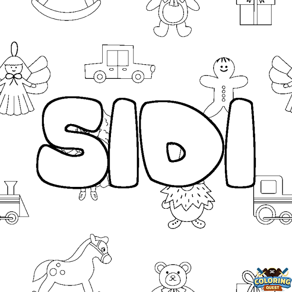 Coloring page first name SIDI - Toys background