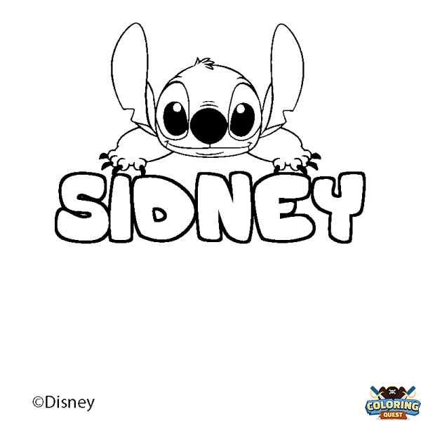 Coloring page first name SIDNEY - Stitch background