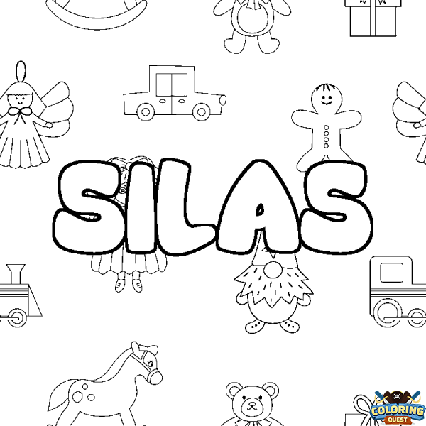 Coloring page first name SILAS - Toys background