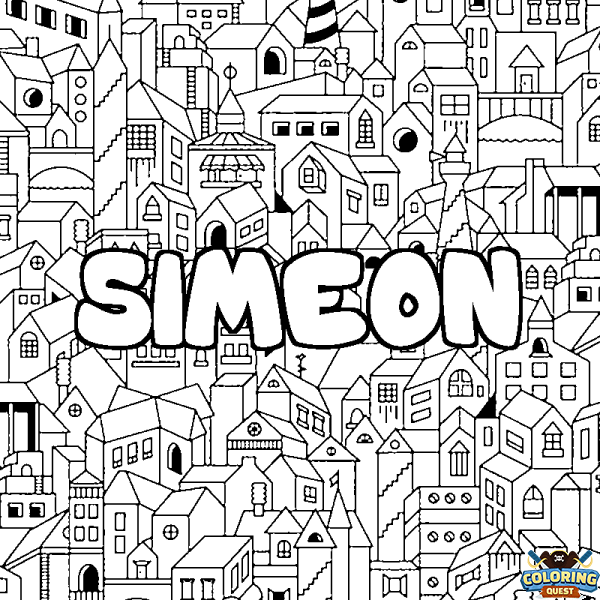 Coloring page first name SIMEON - City background