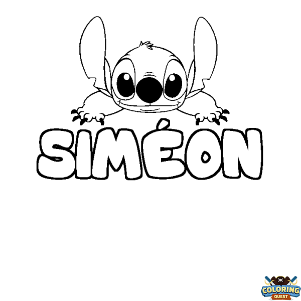 Coloring page first name SIM&Eacute;ON - Stitch background