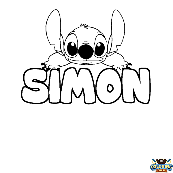Coloring page first name SIMON - Stitch background