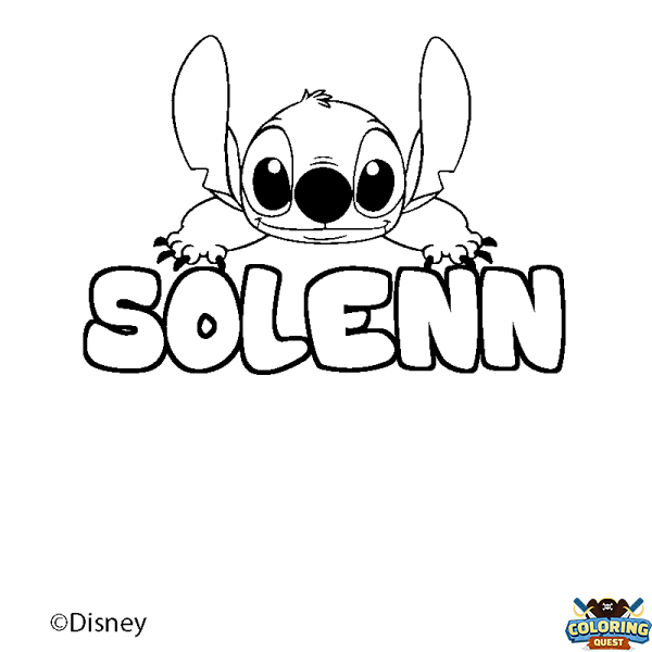 Coloring page first name SOLENN - Stitch background
