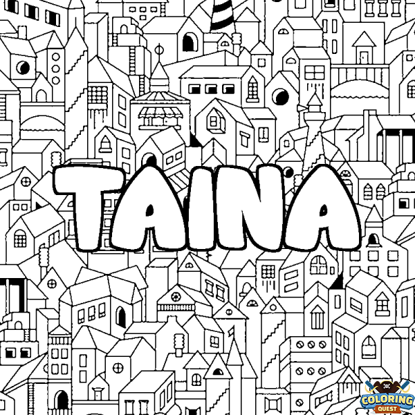 Coloring page first name TAINA - City background