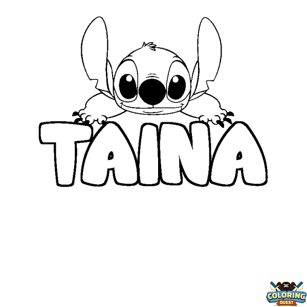 Coloring page first name TAINA - Stitch background