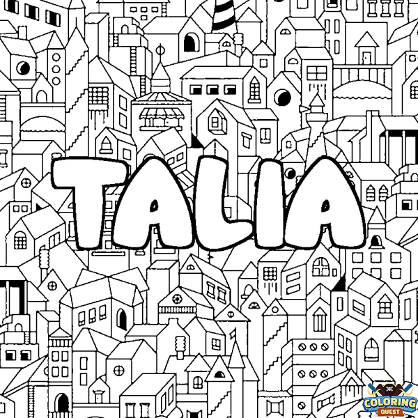 Coloring page first name TALIA - City background