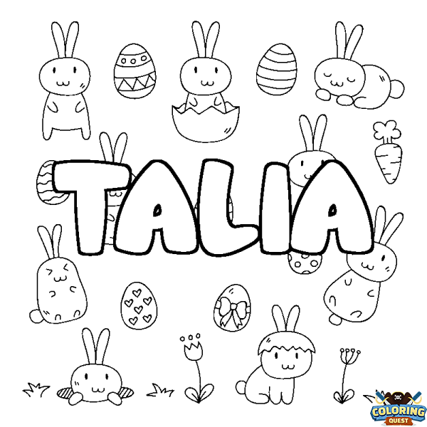 Coloring page first name TALIA - Easter background