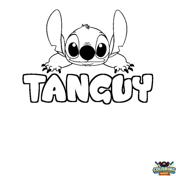 Coloring page first name TANGUY - Stitch background