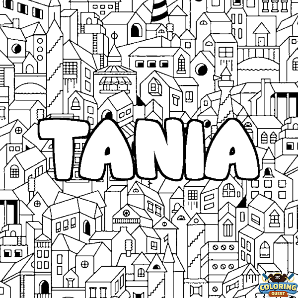 Coloring page first name TANIA - City background