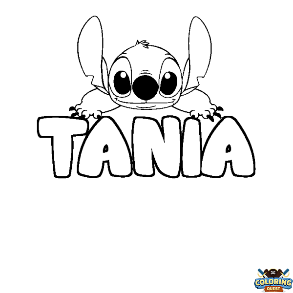 Coloring page first name TANIA - Stitch background